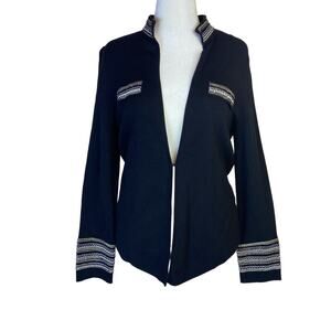 Chico's Embellished Open‎ Cardigan Women's Large Military Career Chic Office NWT